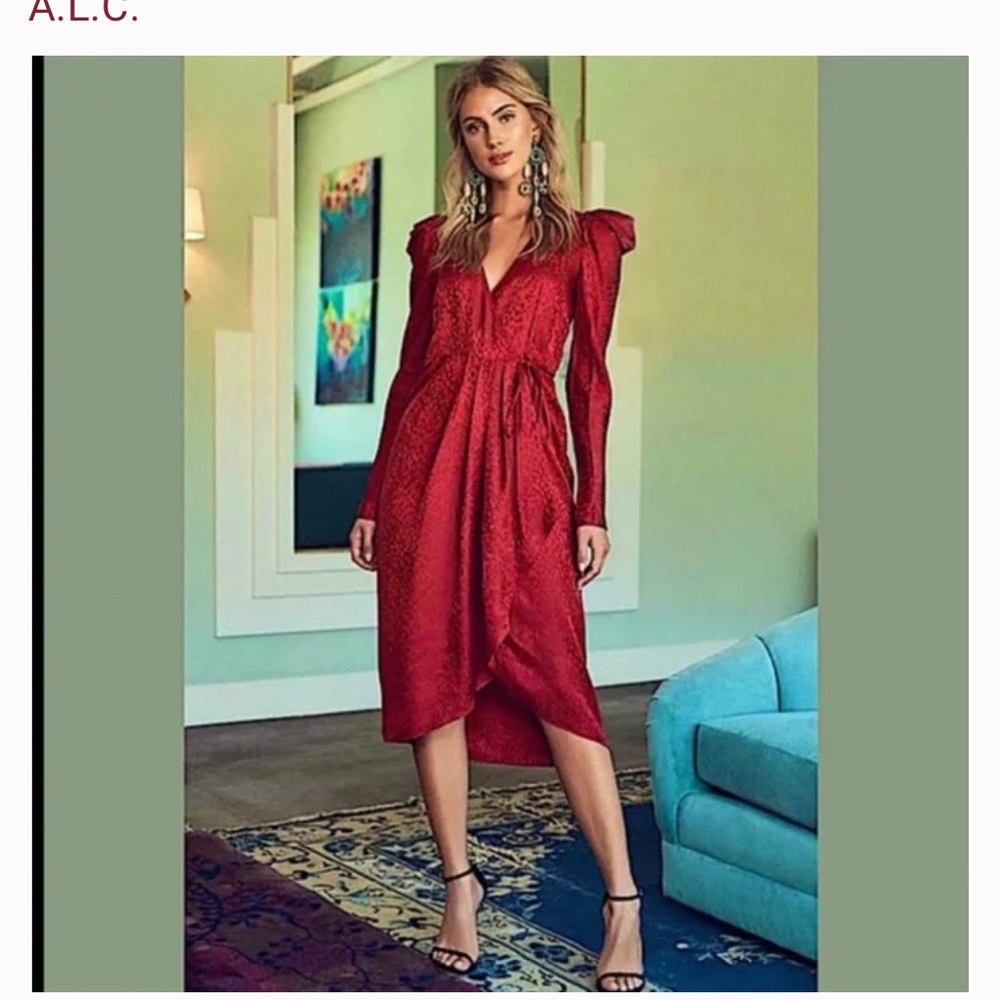 ALC Carolina silk cheetah maroon wrap dress